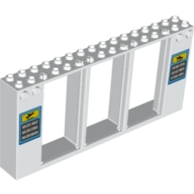 white door frame 2 x 16 x 6 with 3 openings and 2 studs on either side on front with flight schedules pattern