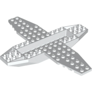 white aircraft fuselage 4 x 16 x 1 with 2 x 10 recessed center and 8 x 4 wings with cutaways 9 holes