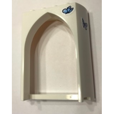 white panel 2 x 6 x 6 with pointed arch with bright light blue and lavender butterflies pattern stickers - set 41154