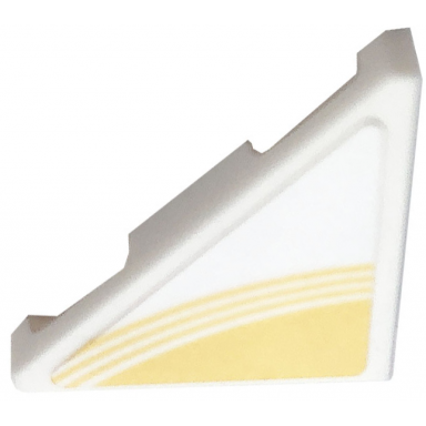 white tile modified 2 x 2 triangular with yellow curved stripes pattern model left side sticker - set 76897