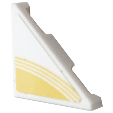 white tile modified 2 x 2 triangular with yellow curved stripes pattern model right side sticker - set 76897
