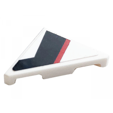 white tile modified 2 x 2 triangular with red and black stripes pattern model left side sticker - set 76896