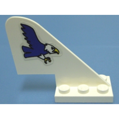 white tail with rounded top with blue eagle pattern on both sides stickers - sets 6345 6615