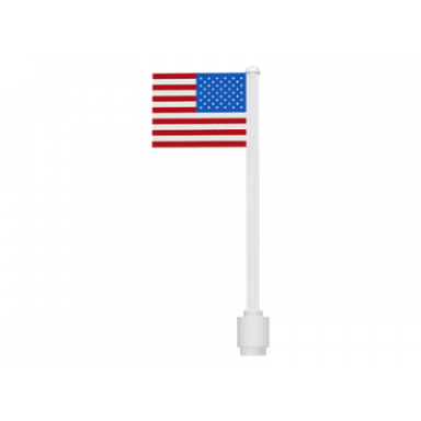 white flag on flagpole straight with united states pattern stickers