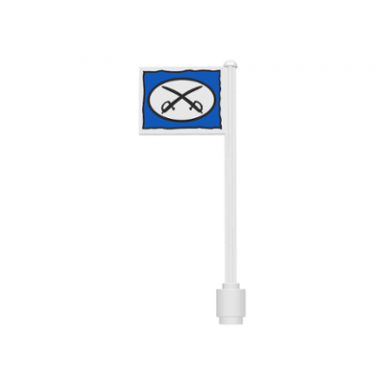 white flag on flagpole straight with oval and two crossed cutlasses pattern on both sides stickers - sets 6762 6769
