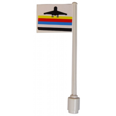 white flag on flagpole straight with classic airport logo pattern on both sides stickers - set 6396
