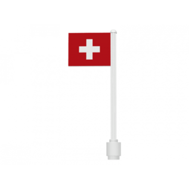 white flag on flagpole straight with switzerland pattern stickers