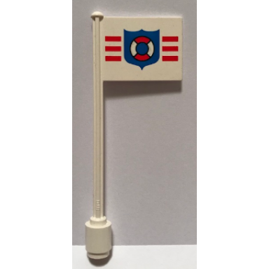 white flag on flagpole straight with coast guard pattern