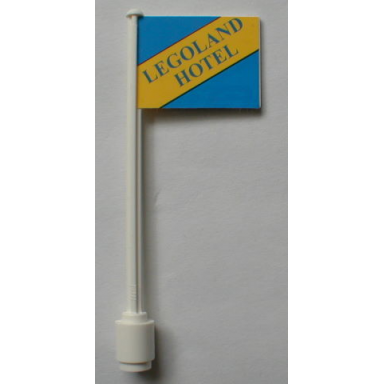 white flag on flagpole straight with legoland hotel reissue pattern with black lines sticker - set 10041