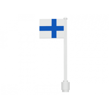 white flag on flagpole straight with finland pattern stickers