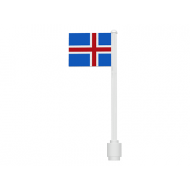 white flag on flagpole straight with iceland pattern stickers