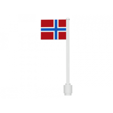 white flag on flagpole straight with norway pattern stickers