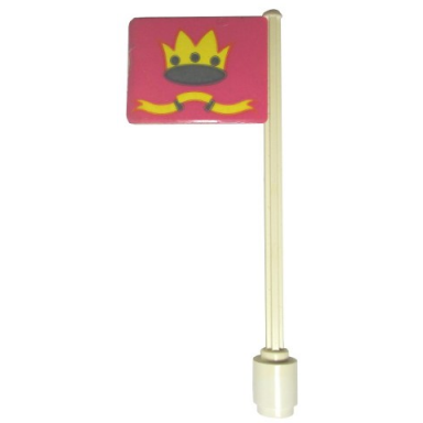 white flag on flagpole straight with pink yellow crown and ribbon pattern stickers - sets 375 6075