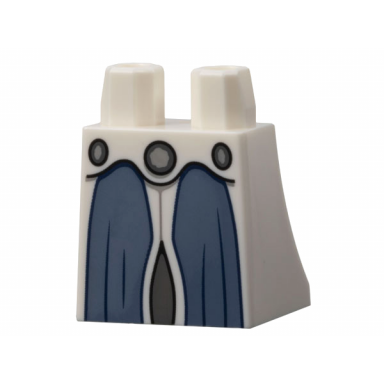white lower body skirt with light bluish gray circles with dark bluish gray outlines sand blue panels with pleats pattern