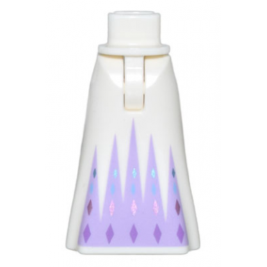white mini doll hips and skirt full length with lavender triangle panels and diamonds pattern - thin hinge