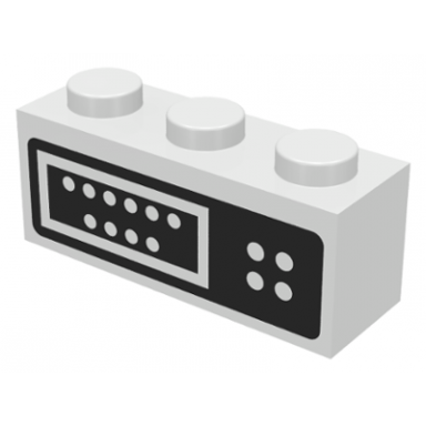 white brick 1 x 3 with control panel pattern