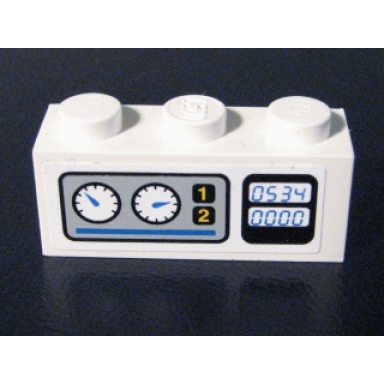 white brick 1 x 3 with gauges and 0534 pattern sticker - set 6459