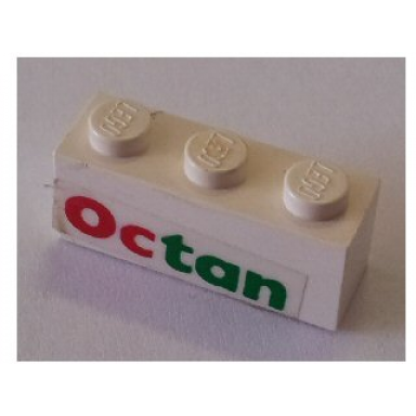 white brick 1 x 3 with octan pattern sticker - set 6543