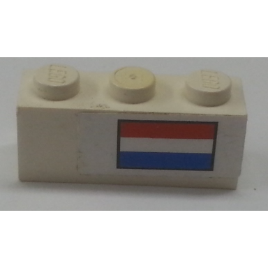 white brick 1 x 3 with dutch flag pattern sticker - set 3310