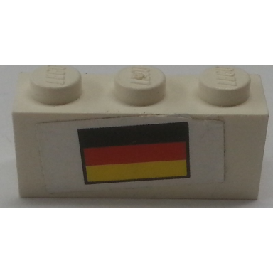 white brick 1 x 3 with german flag pattern sticker - set 3310