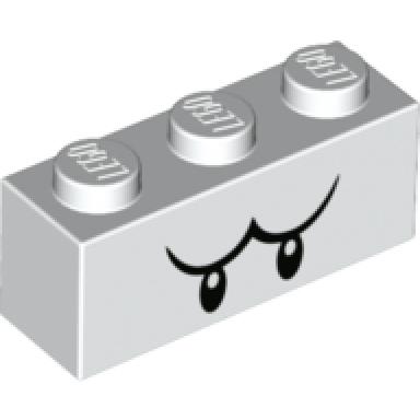 white brick 1 x 3 with black eyes and eyebrows pattern super mario boo upper face