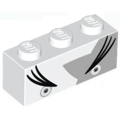 white brick 1 x 3 with dark bluish gray eyes long black eyebrows and light bluish gray star shape pattern super mario morton upper face