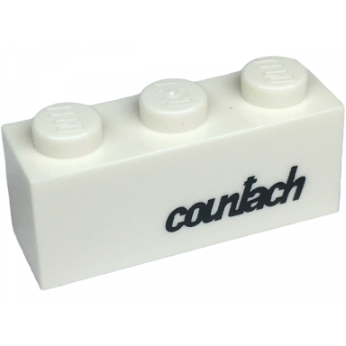 white brick 1 x 3 with black countach pattern