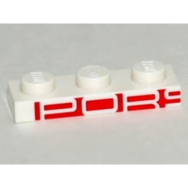 white plate 1 x 3 with white pors on red background pattern