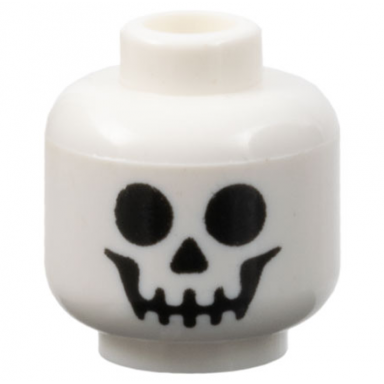 white minifigure head with black standard skull pattern