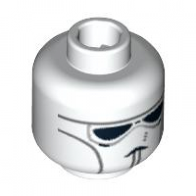 white minifigure head alien with face mask with black goggles and chin lines pattern sw clone pilot
