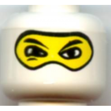 white minifigure head balaclava with eyes hole and nose hump large eye whites and squint pattern