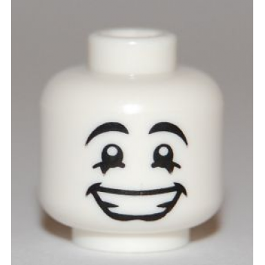 white minifigure head mime happy face black eyes with white pupils pattern