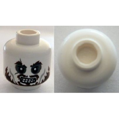 white minifigure head skull potc hector barbossa ragged brown beard teeth pattern