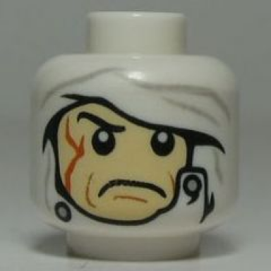 white minifigure head male white wrappings with buttons pattern sw dengar
