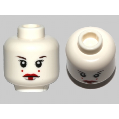 white minifigure head female with red lips eyelashes 2 red dots on cheeks pattern sw queen amidala