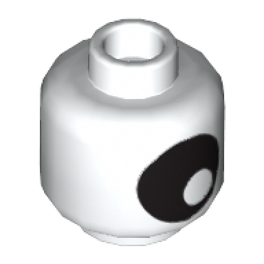 minifigure head without face with large black eye with pupil pattern