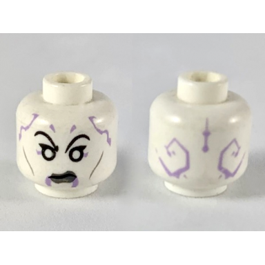 white minifigure head alien with white eyes and dark bluish gray lips pattern sw asajj ventress - 75087