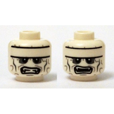 white minifigure head dual sided forehead band dark gray around eyes teeth with fangs open mouth pattern batzarro