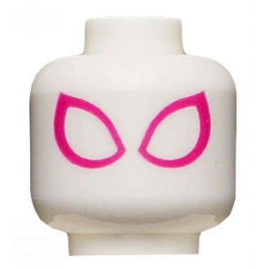 white minifigure head large magenta eye outlines pattern