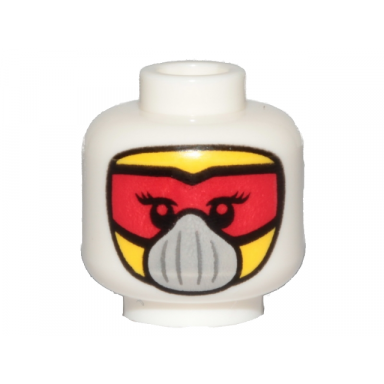 white minifigure head balaclava with eyelashes red goggles white mask pattern