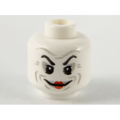 white minifigure head light bluish gray contour lines black raised eyebrows red lips pattern
