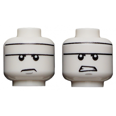 white minifigure head dual sided white headband gray chin dimple frown angry pattern batman