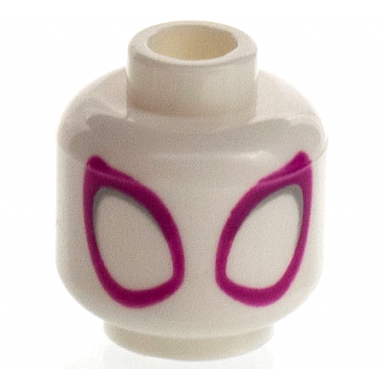 white minifigure head large magenta eyes with light bluish gray shadow pattern
