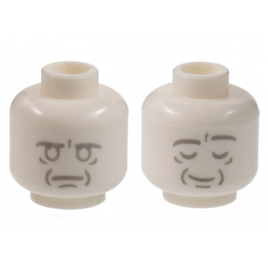 white minifigure head dual sided alien light bluish gray face outlines and contours neutral asleep pattern beethoven bust