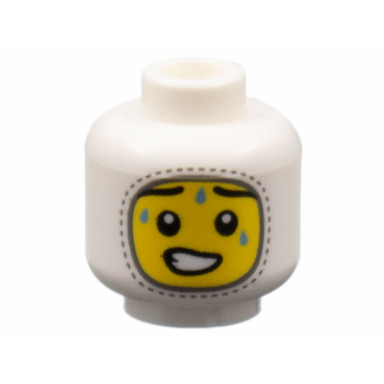 white minifigure head balaclava yellow face sweat drops pattern