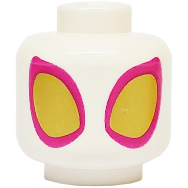 white minifigure head large magenta and gold eyes pattern