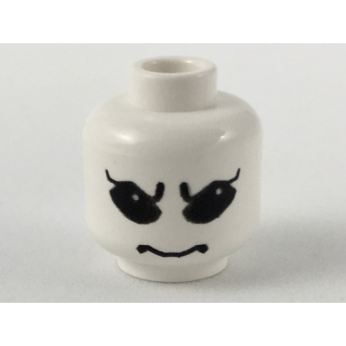 white minifigure head alien with sw large black eyes eyebrows pupils pattern gasgano
