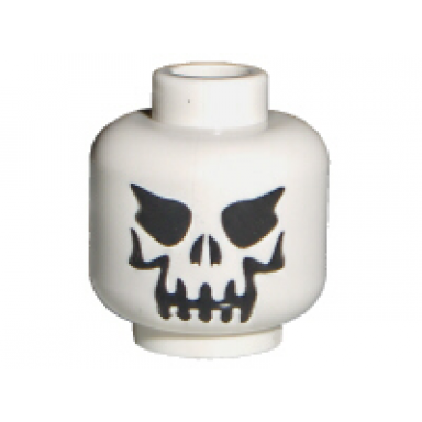white minifigure head skull evil with eyebrows black print pattern