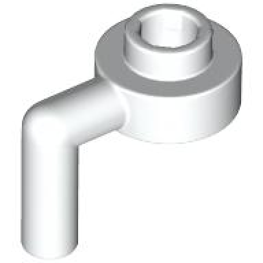 white plate round 1 x 1 open stud with bar arm down