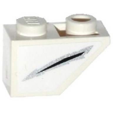 white slope inverted 45 2 x 1 with silver and black claw scratch mark pattern model right side sticker - set 75916